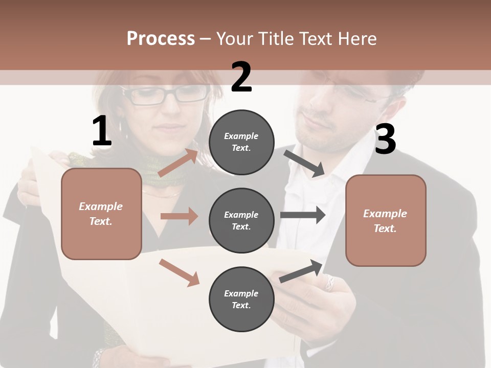 A Man And Woman Looking At A Piece Of Paper PowerPoint Template