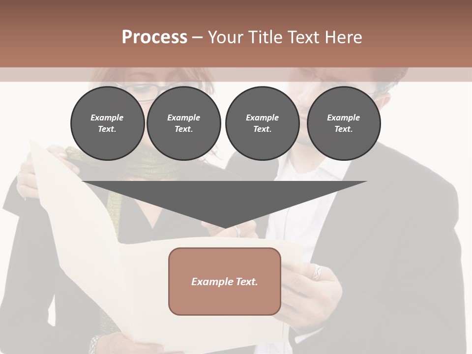 A Man And Woman Looking At A Piece Of Paper PowerPoint Template