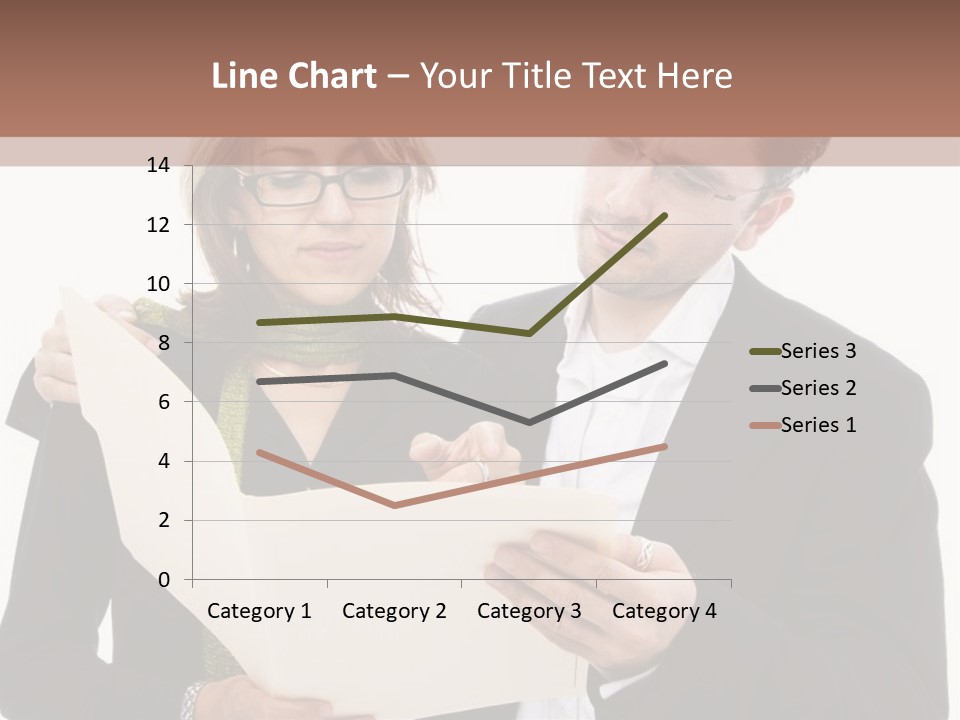 A Man And Woman Looking At A Piece Of Paper PowerPoint Template