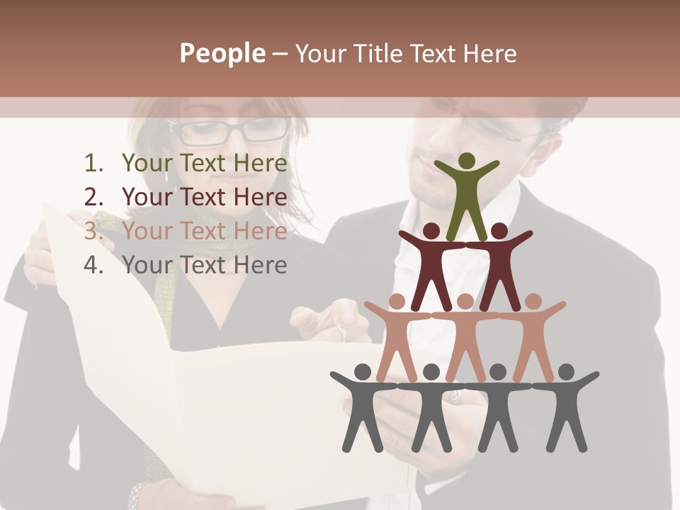 A Man And Woman Looking At A Piece Of Paper PowerPoint Template