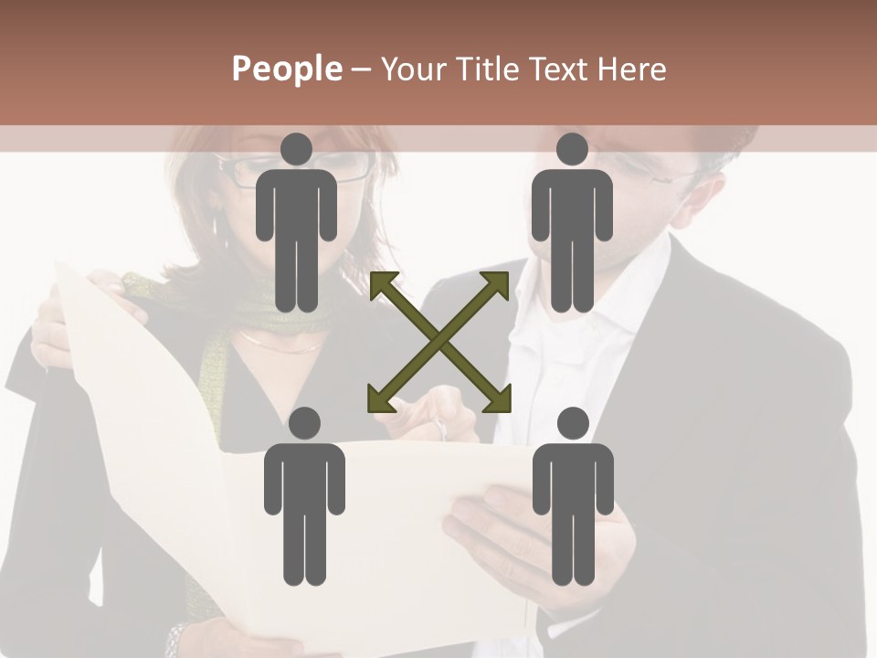 A Man And Woman Looking At A Piece Of Paper PowerPoint Template