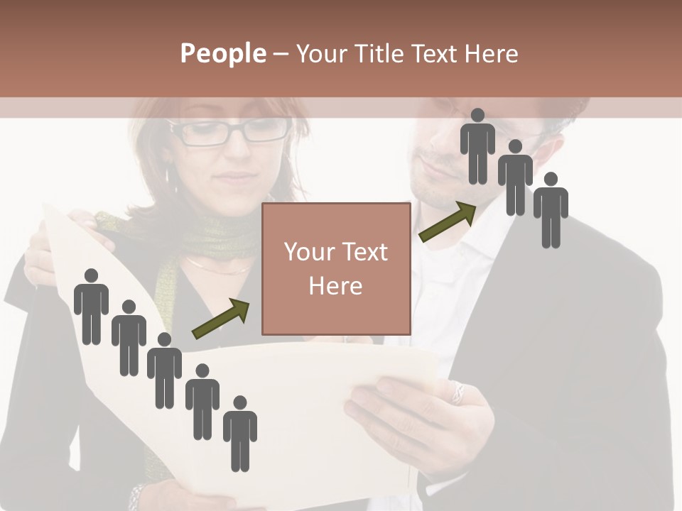 A Man And Woman Looking At A Piece Of Paper PowerPoint Template