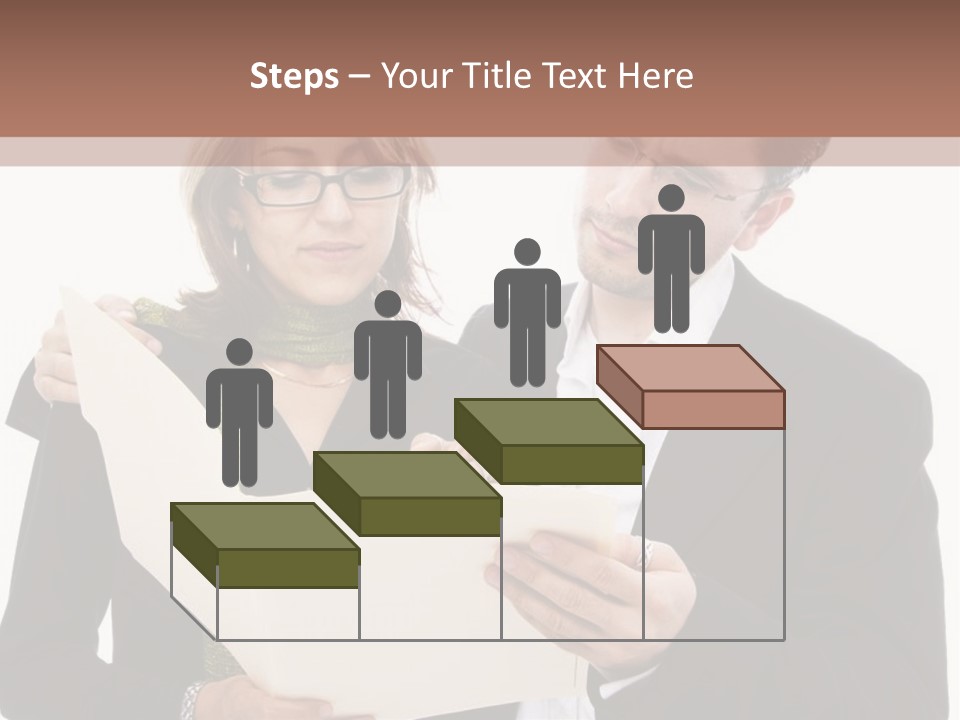 A Man And Woman Looking At A Piece Of Paper PowerPoint Template