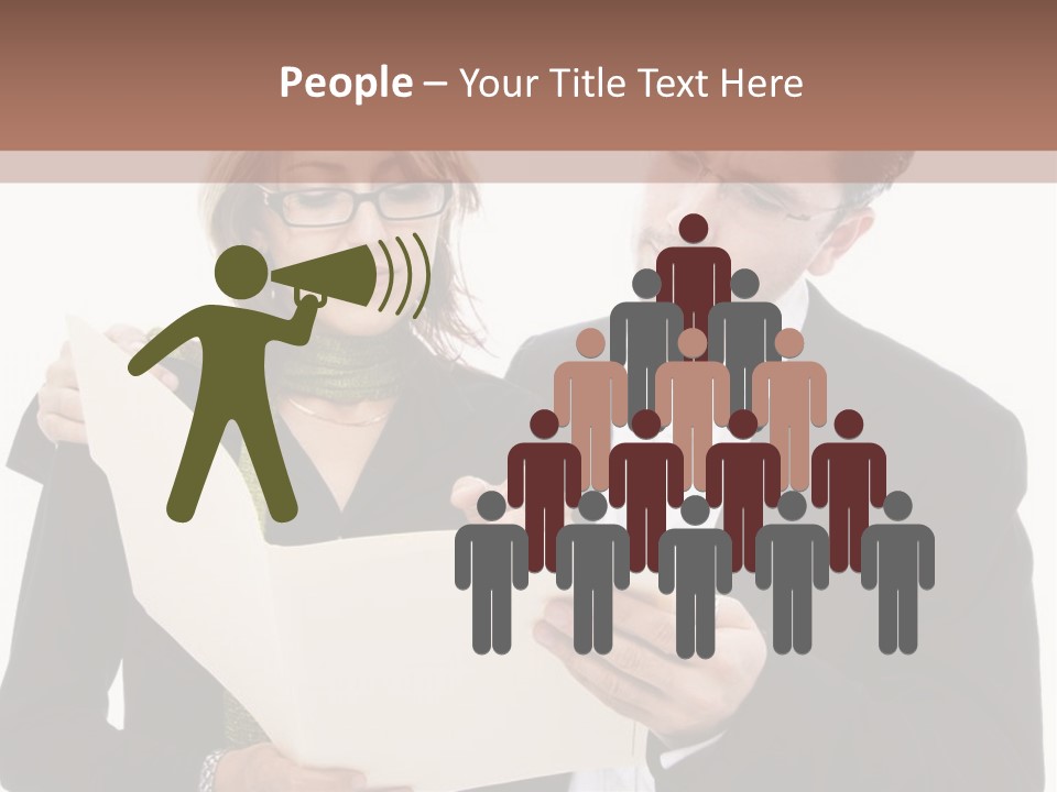 A Man And Woman Looking At A Piece Of Paper PowerPoint Template