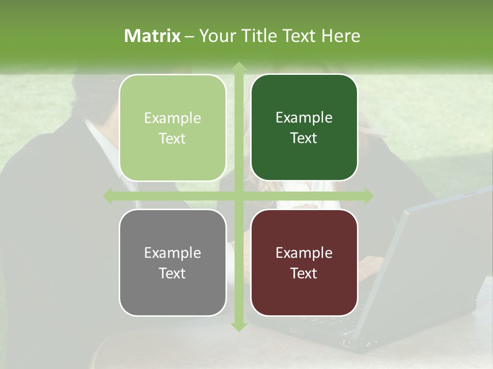 A Man And Woman Sitting At A Table Looking At A Laptop PowerPoint Template