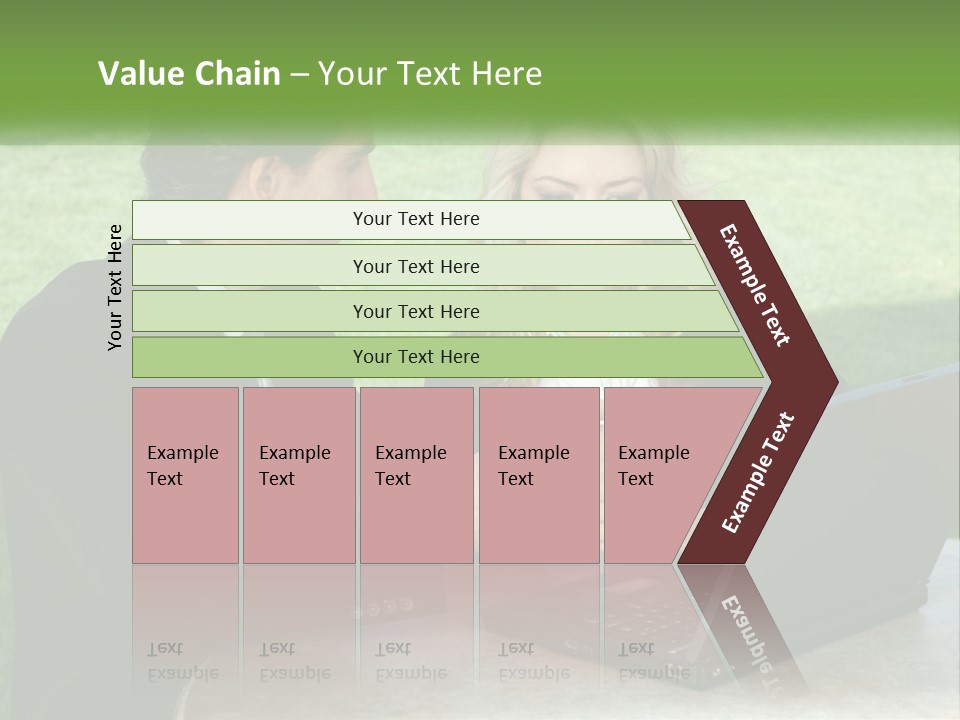 A Man And Woman Sitting At A Table Looking At A Laptop PowerPoint Template