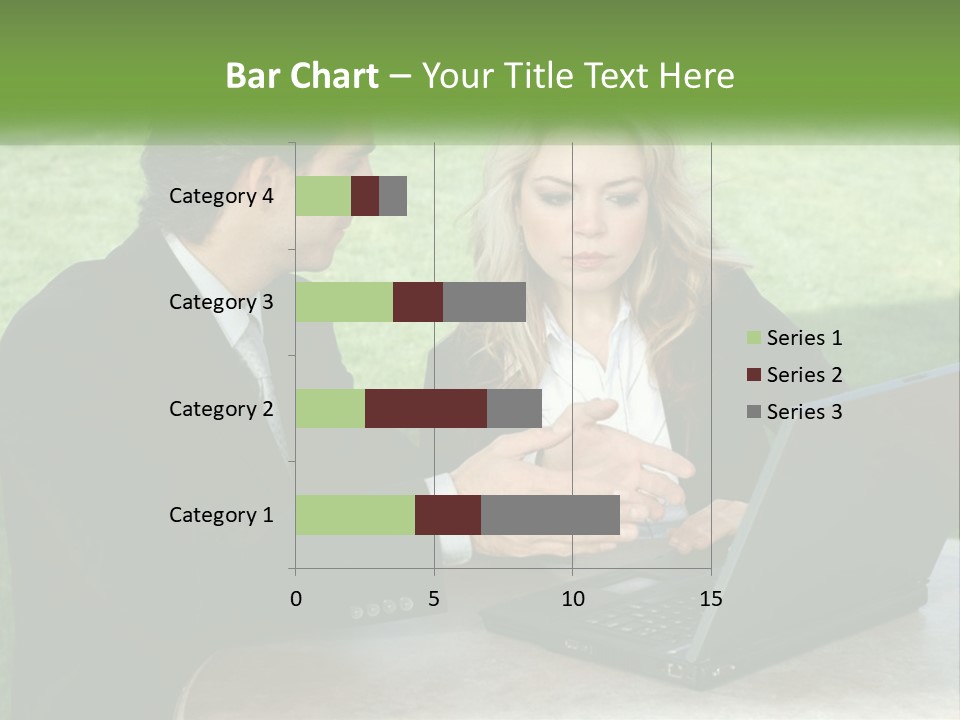 A Man And Woman Sitting At A Table Looking At A Laptop PowerPoint Template