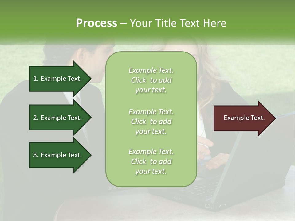 A Man And Woman Sitting At A Table Looking At A Laptop PowerPoint Template