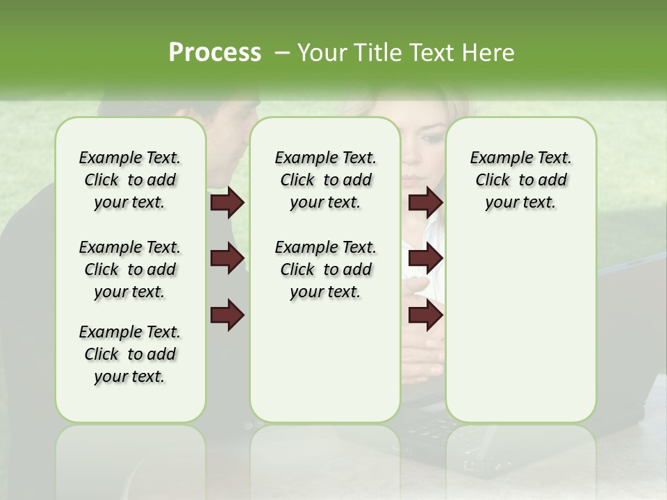 A Man And Woman Sitting At A Table Looking At A Laptop PowerPoint Template