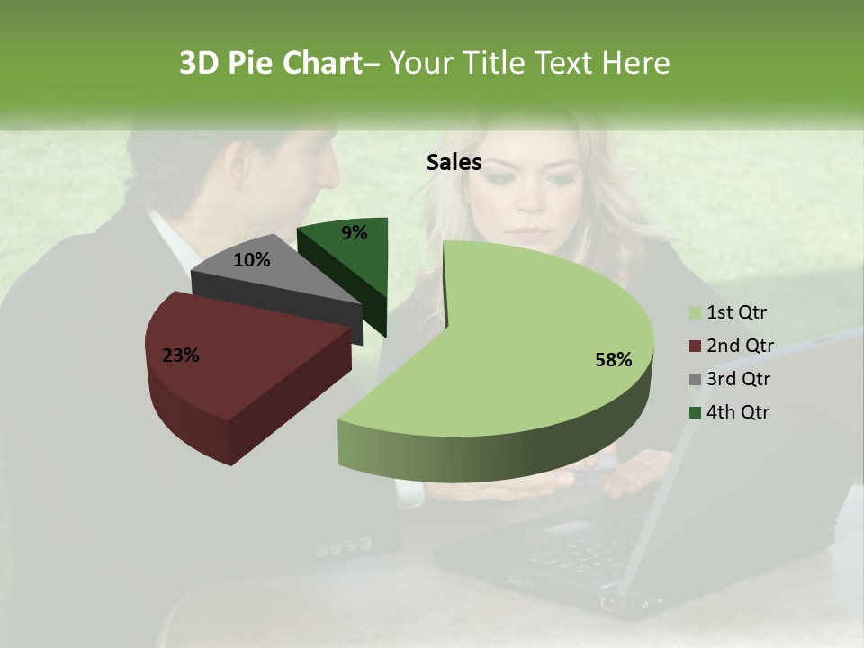 A Man And Woman Sitting At A Table Looking At A Laptop PowerPoint Template