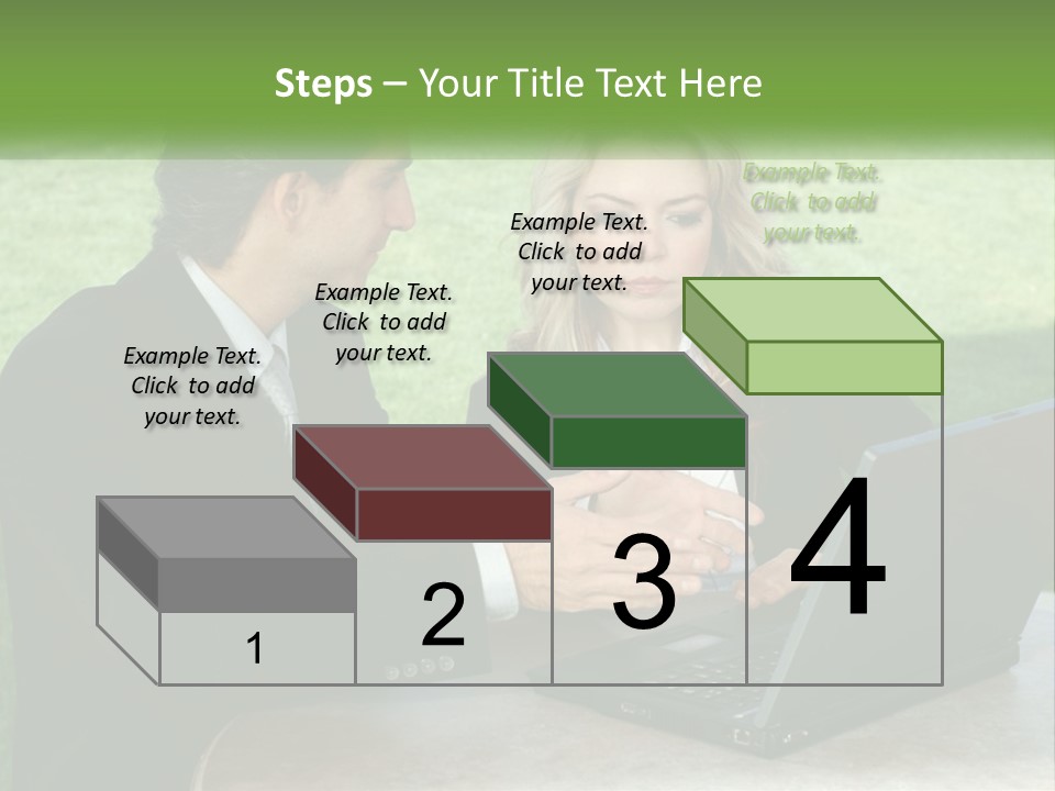 A Man And Woman Sitting At A Table Looking At A Laptop PowerPoint Template