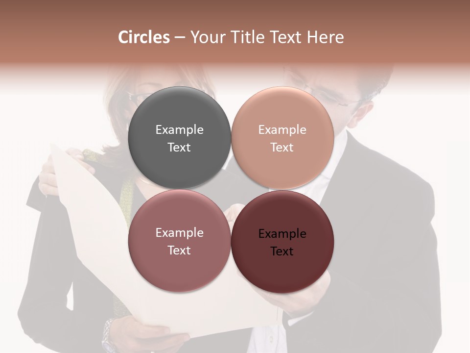 A Man And Woman Looking At A Piece Of Paper PowerPoint Template