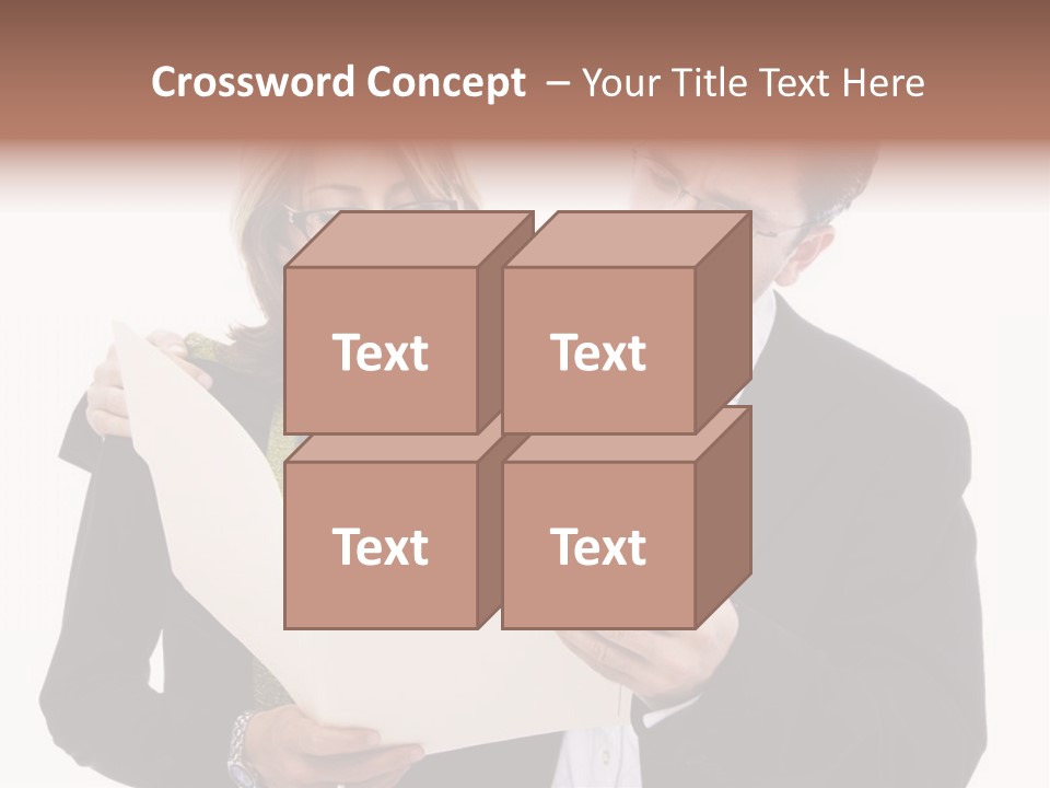 A Man And Woman Looking At A Piece Of Paper PowerPoint Template