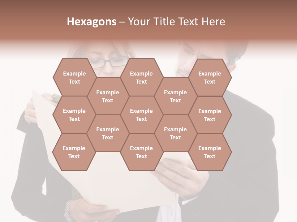 A Man And Woman Looking At A Piece Of Paper PowerPoint Template