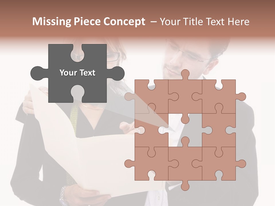 A Man And Woman Looking At A Piece Of Paper PowerPoint Template