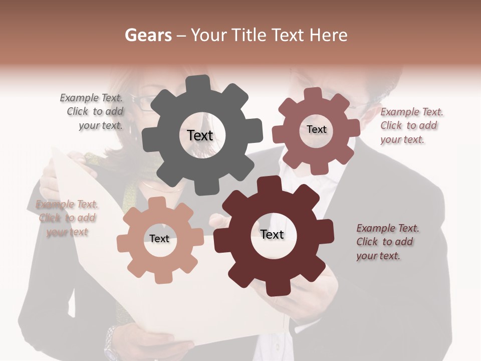 A Man And Woman Looking At A Piece Of Paper PowerPoint Template