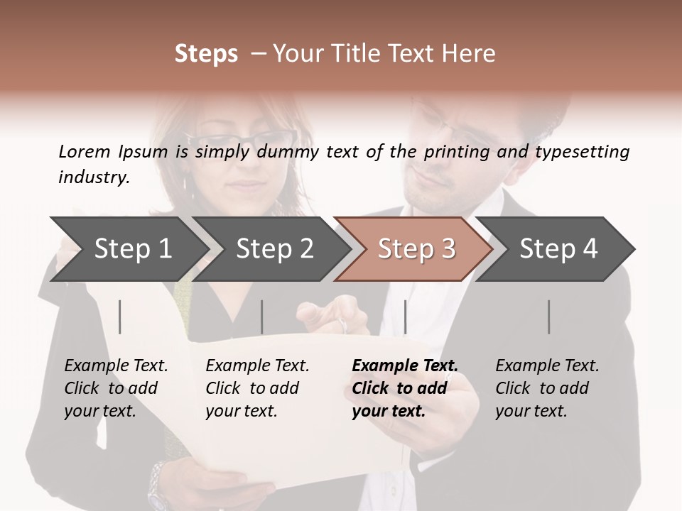 A Man And Woman Looking At A Piece Of Paper PowerPoint Template