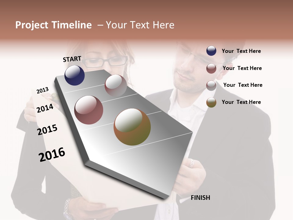 A Man And Woman Looking At A Piece Of Paper PowerPoint Template