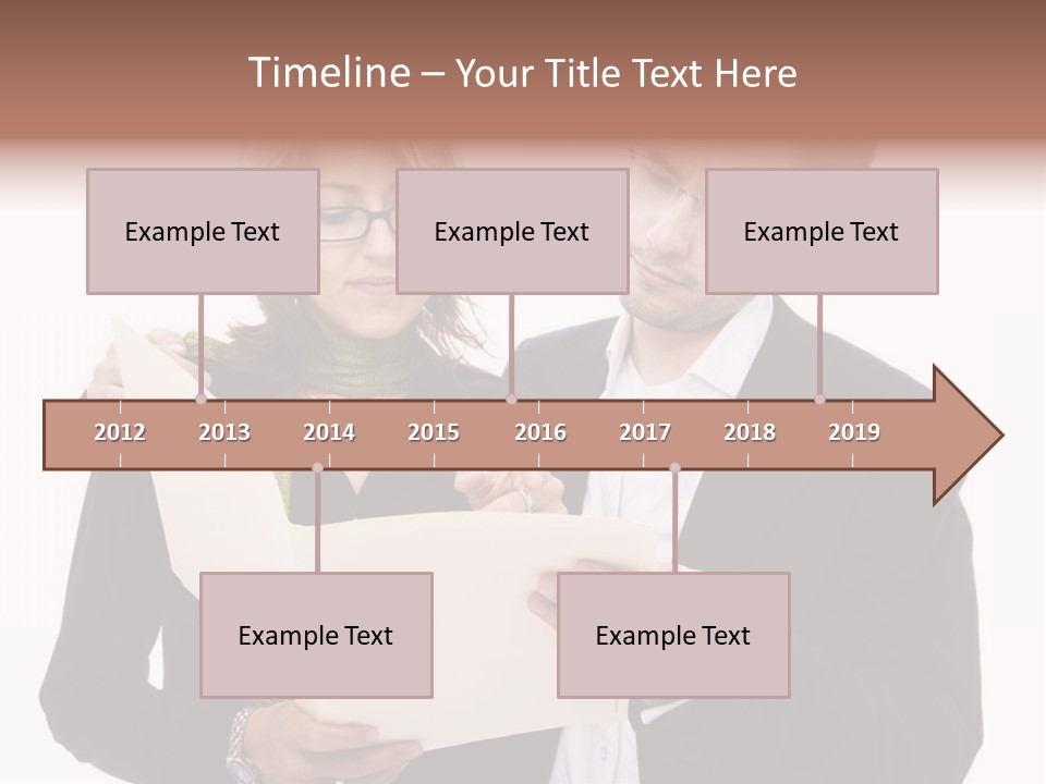 A Man And Woman Looking At A Piece Of Paper PowerPoint Template