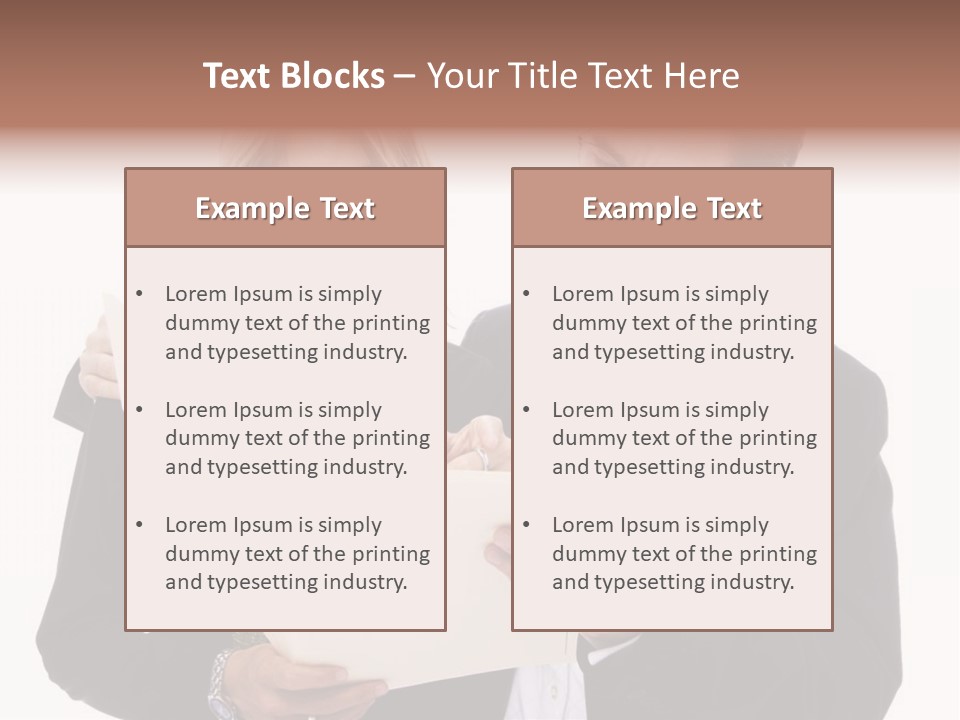 A Man And Woman Looking At A Piece Of Paper PowerPoint Template