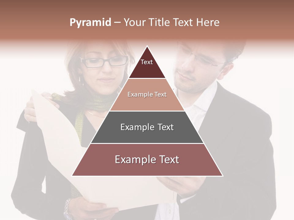 A Man And Woman Looking At A Piece Of Paper PowerPoint Template