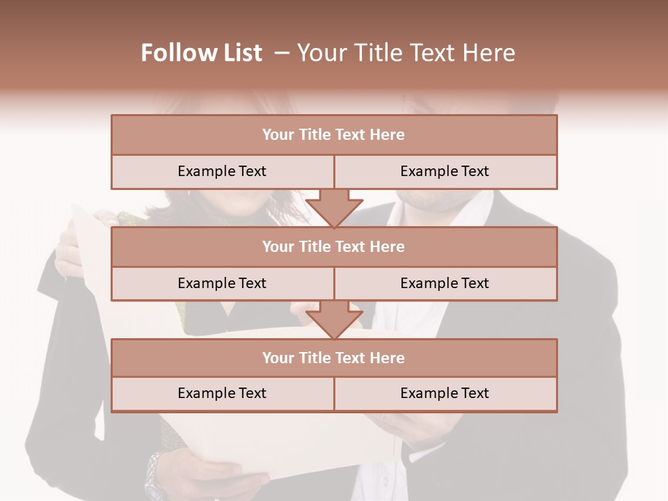 A Man And Woman Looking At A Piece Of Paper PowerPoint Template