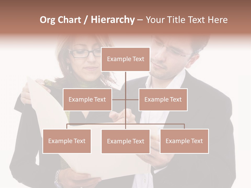 A Man And Woman Looking At A Piece Of Paper PowerPoint Template