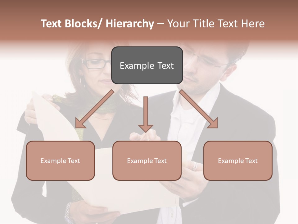 A Man And Woman Looking At A Piece Of Paper PowerPoint Template