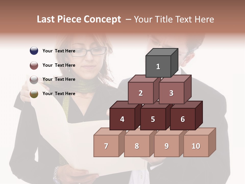 A Man And Woman Looking At A Piece Of Paper PowerPoint Template