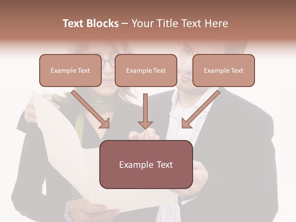 A Man And Woman Looking At A Piece Of Paper PowerPoint Template