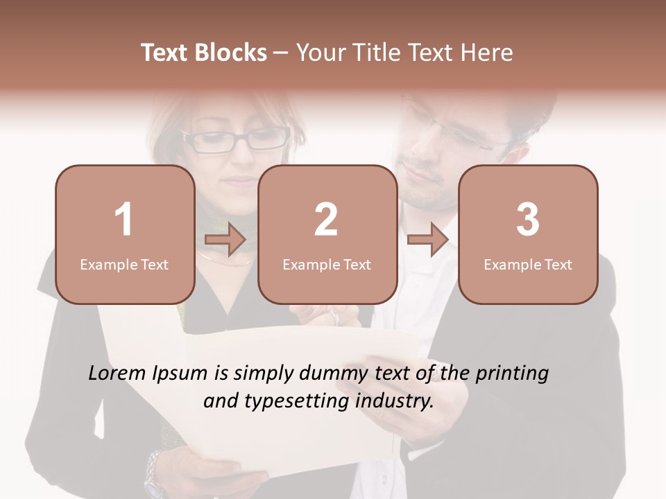 A Man And Woman Looking At A Piece Of Paper PowerPoint Template