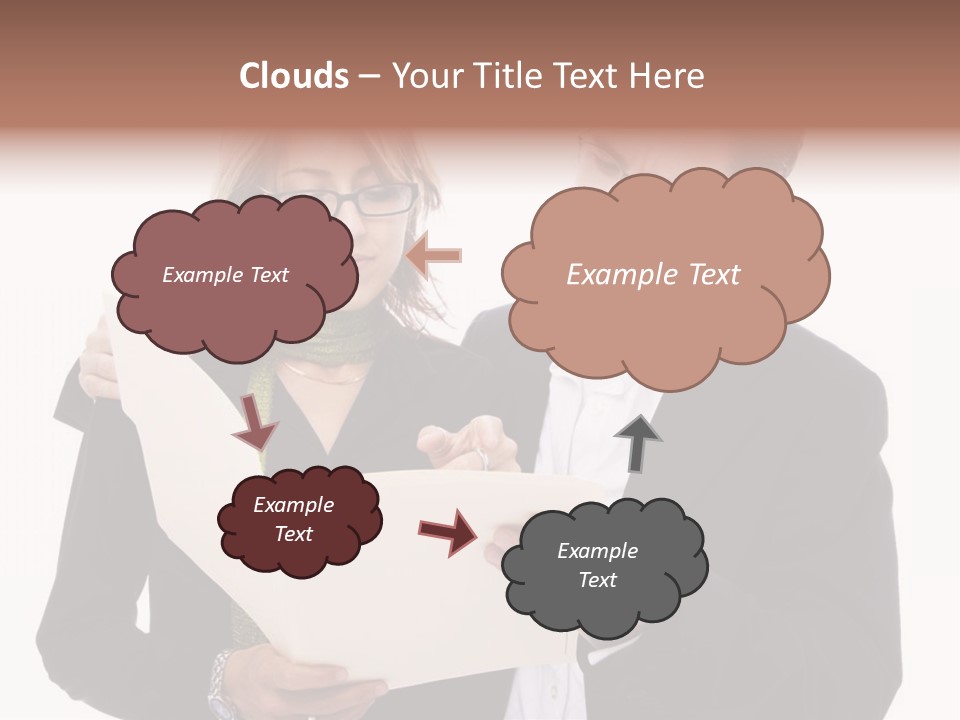 A Man And Woman Looking At A Piece Of Paper PowerPoint Template
