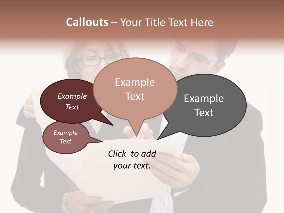 A Man And Woman Looking At A Piece Of Paper PowerPoint Template