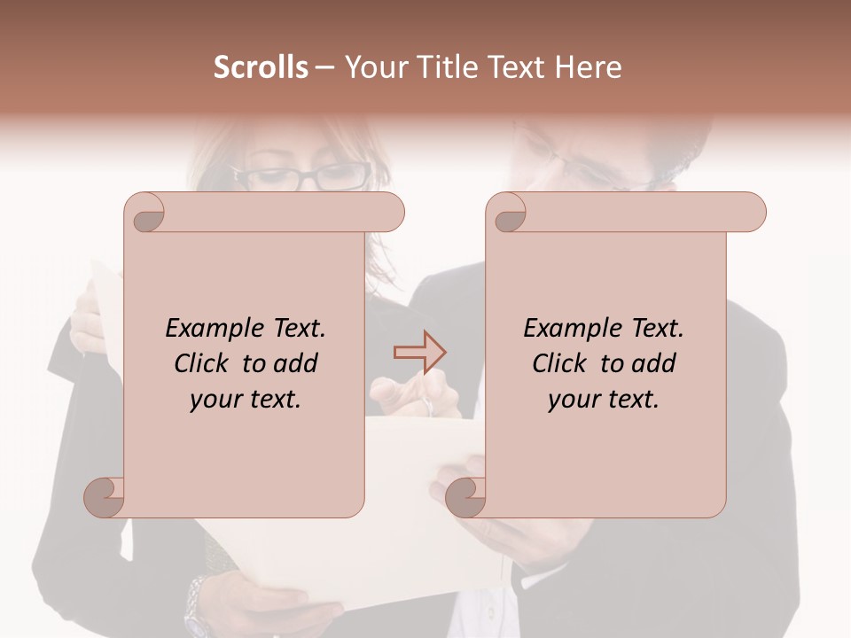 A Man And Woman Looking At A Piece Of Paper PowerPoint Template
