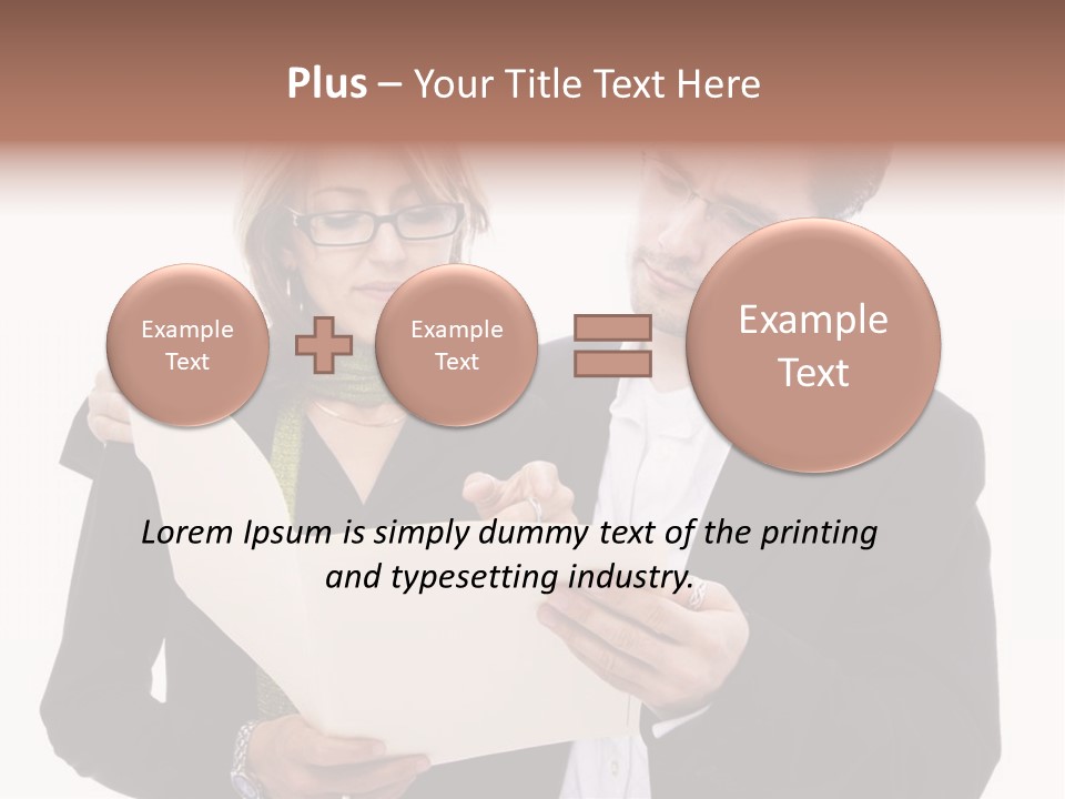 A Man And Woman Looking At A Piece Of Paper PowerPoint Template