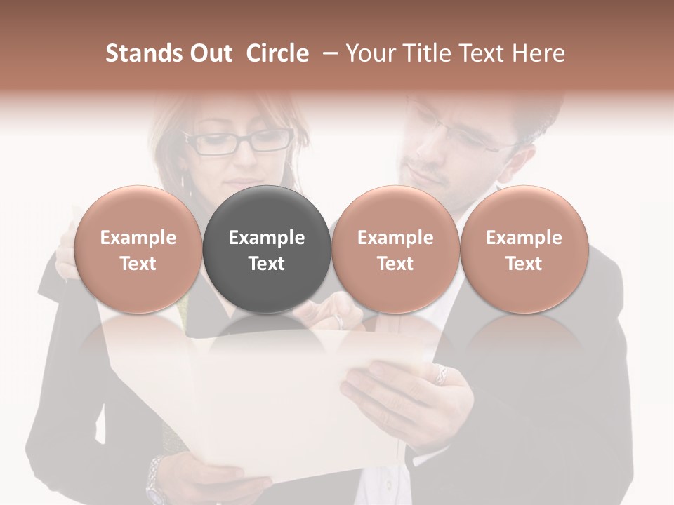 A Man And Woman Looking At A Piece Of Paper PowerPoint Template