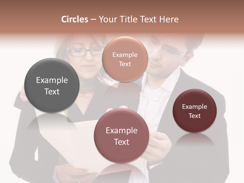 A Man And Woman Looking At A Piece Of Paper PowerPoint Template