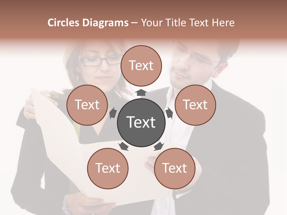 A Man And Woman Looking At A Piece Of Paper PowerPoint Template