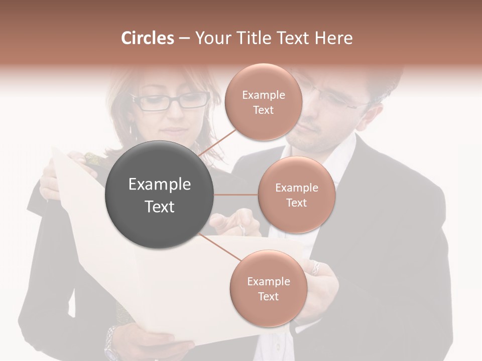 A Man And Woman Looking At A Piece Of Paper PowerPoint Template