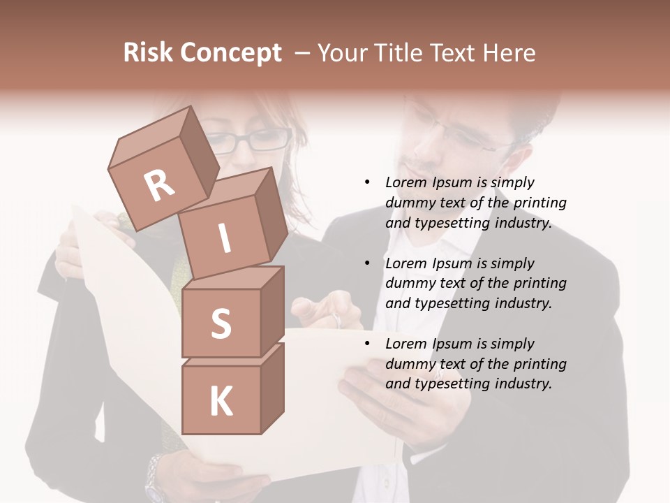 A Man And Woman Looking At A Piece Of Paper PowerPoint Template