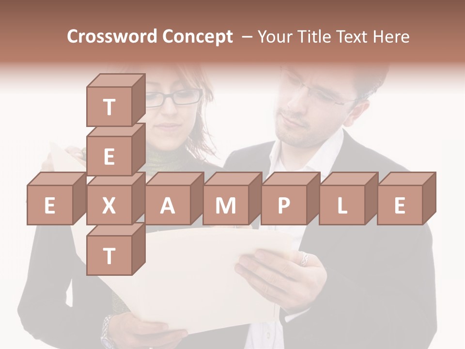 A Man And Woman Looking At A Piece Of Paper PowerPoint Template