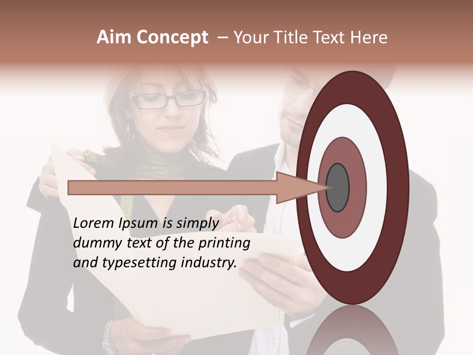 A Man And Woman Looking At A Piece Of Paper PowerPoint Template