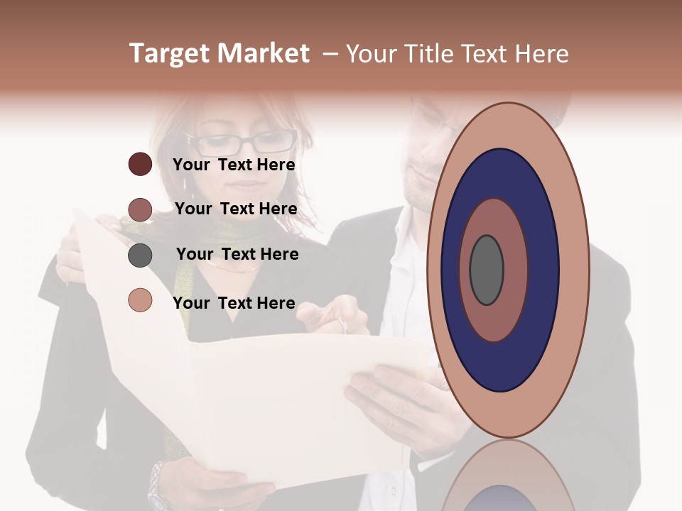 A Man And Woman Looking At A Piece Of Paper PowerPoint Template