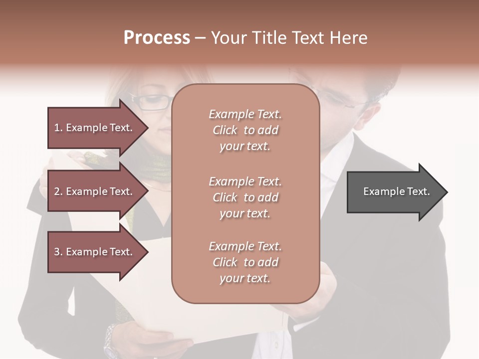 A Man And Woman Looking At A Piece Of Paper PowerPoint Template