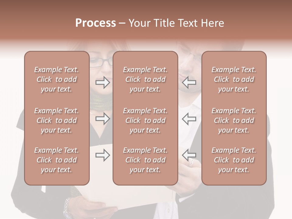 A Man And Woman Looking At A Piece Of Paper PowerPoint Template