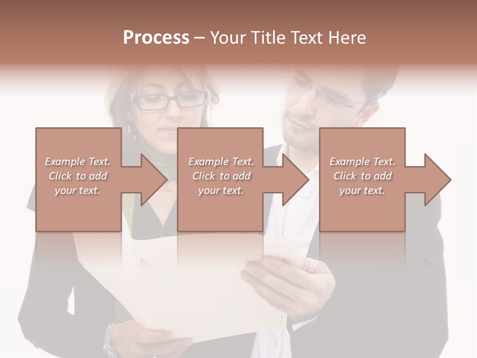 A Man And Woman Looking At A Piece Of Paper PowerPoint Template
