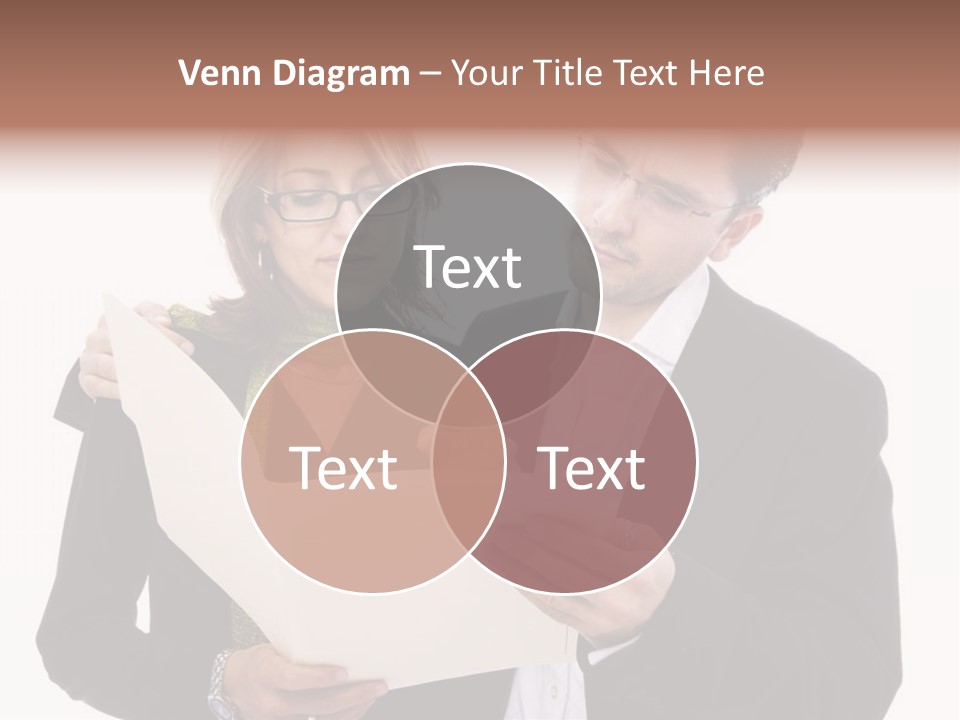 A Man And Woman Looking At A Piece Of Paper PowerPoint Template