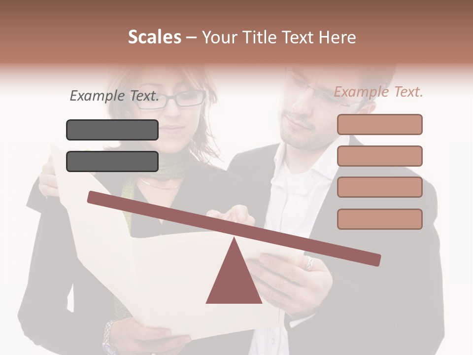 A Man And Woman Looking At A Piece Of Paper PowerPoint Template