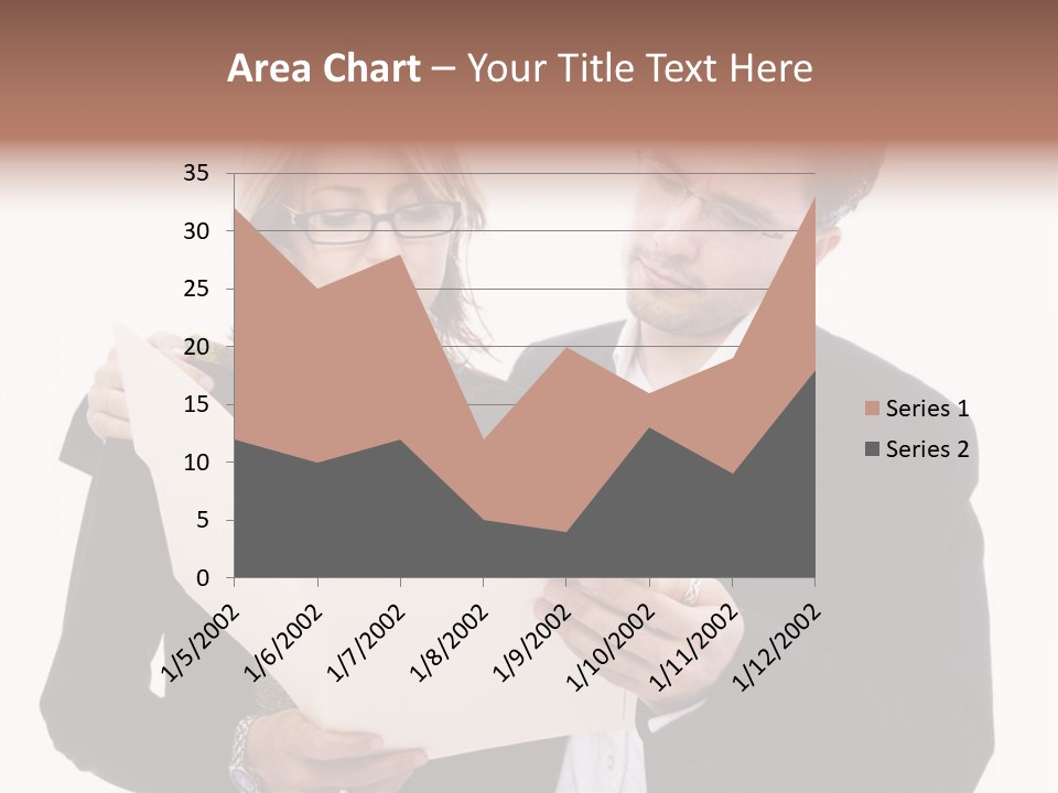 A Man And Woman Looking At A Piece Of Paper PowerPoint Template