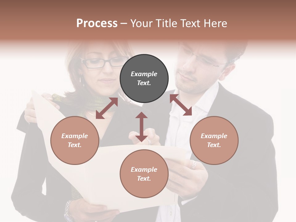 A Man And Woman Looking At A Piece Of Paper PowerPoint Template